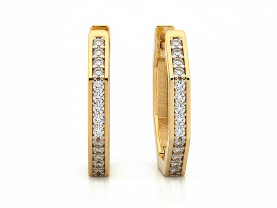 Kolczyki złote geometryczne z cyrkoniami