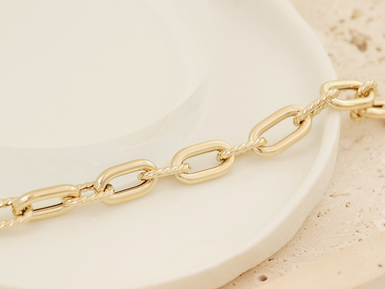 Złota bransoletka z dużych owalnych ogniw
