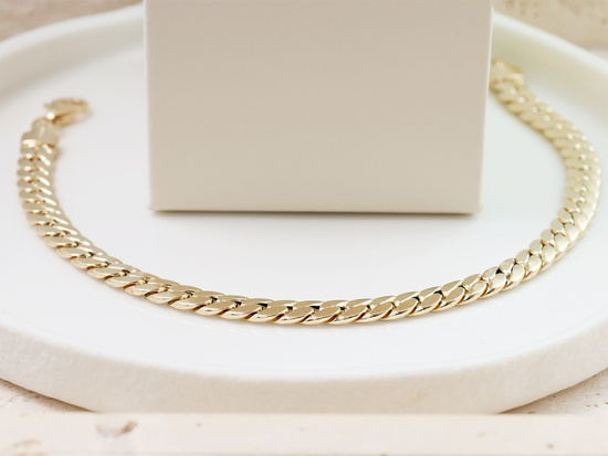 Złota bransoletka gruby splot łańcuszkowa
