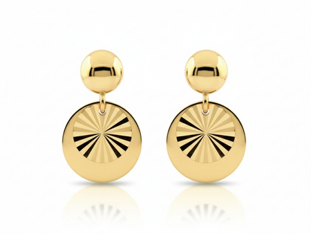 Złote kolczyki na sztyfcie dwie blaszki