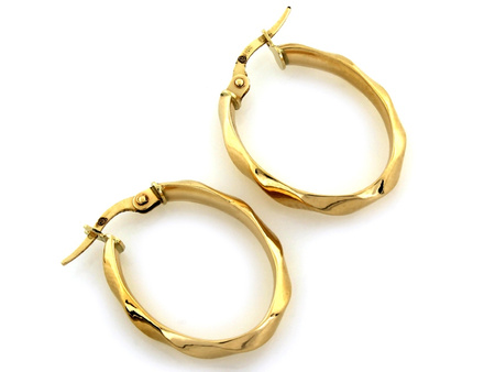 Owalne złote kolczyki zdobione angielskie