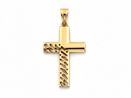 Piękny ażurowy krzyżyk złoty