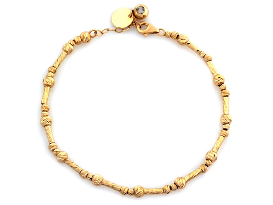 Bransoletka złota z błyszczącymi frezowanymi kulkami