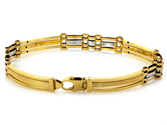 Złota bransoletka męska sztywne elementy