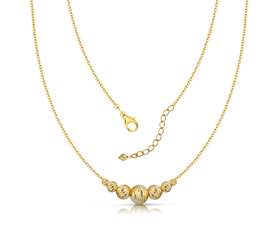 Złoty naszyjnik 585 z diamentowanymi kulkami