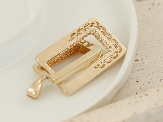 Duża złota zawieszka z dwóch ruchomych prostokątów