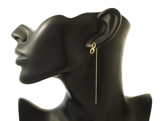 Kolczyki złote przeciągane z nieskończonością