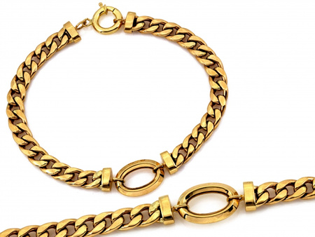 Bransoletka złota gruby łańcuch owalna ozdoba