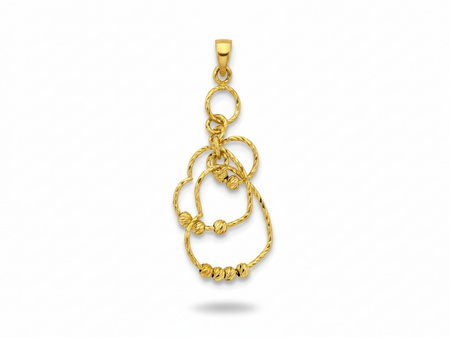 Zawieszka złota długa z przeplatanych serc