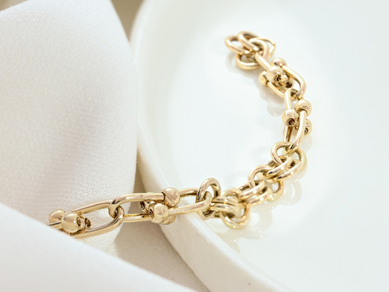 Bransoletka złota nowoczesna modna przeplatane ogniwa