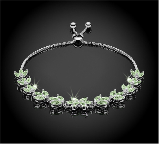 Bransoletka srebrna 925 z 36 naturalnymi afrykańskimi oliwinami