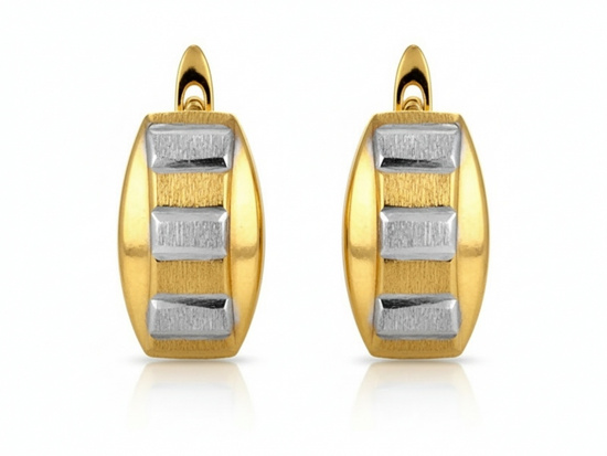 Kolczyki złote angielskie dwukolorowe bez kamieni