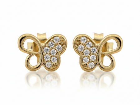 Kolczyki złote motylki małe motylki na sztyfcie