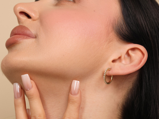 Kolczyki złote koła wysadzane cyrkoniami 20mm