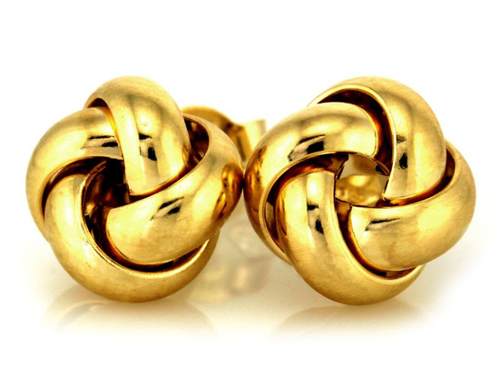 Przeplatane kolczyki złote na sztyft