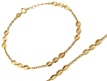 Złota bransoletka łańcuszkowa wstawka z dużych ogniw