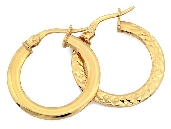 Kolczyki złote koła jednostronnie frezowane 21mm