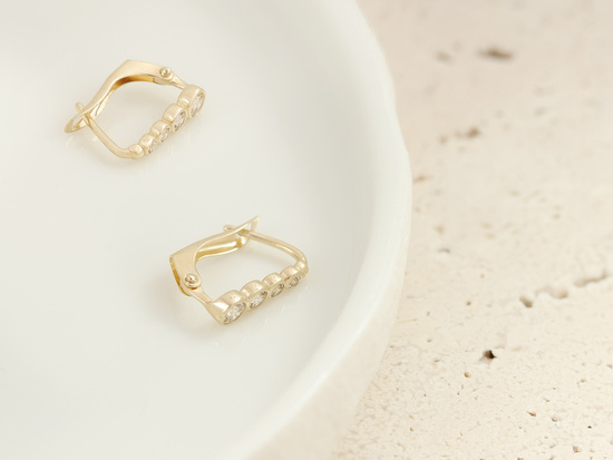 Kolczyki złote angielskie z cyrkoniami eleganckie subtelne