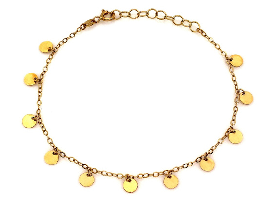 Bransoletka złota łańcuszkowa z zawieszkami z kółkami