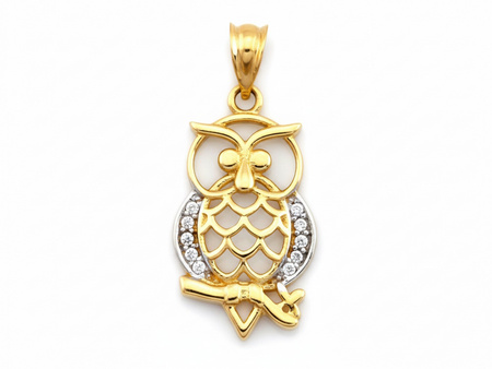 Zawieszka złota sowa z cyrkoniami