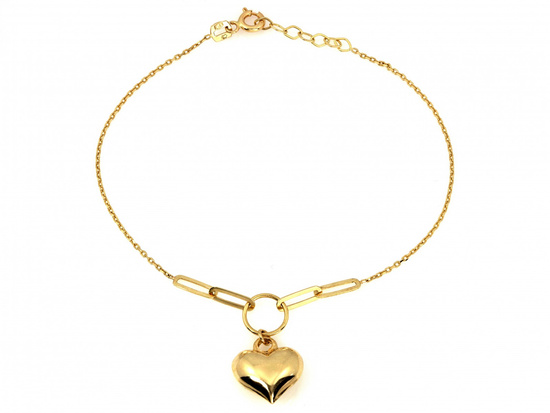 Bransoletka złota z wiszącym dmuchanym sercem