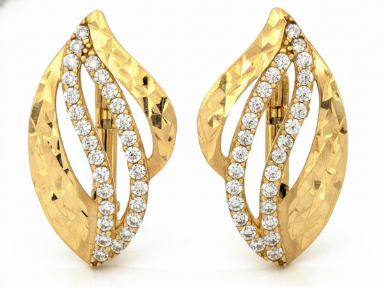 Złote kolczyki angielskie zapięcie z cyrkoniami