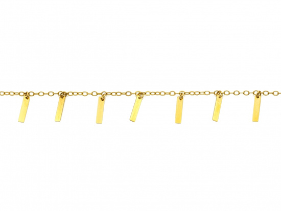 Złota bransoletka z zawieszkami wiszącymi blaszkami