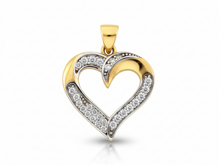 Złote serce z cyrkoniami na łańcuszek