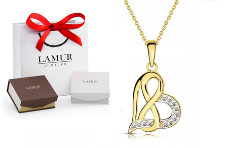 Złoty naszyjnik 585 - serce, nieskończoność