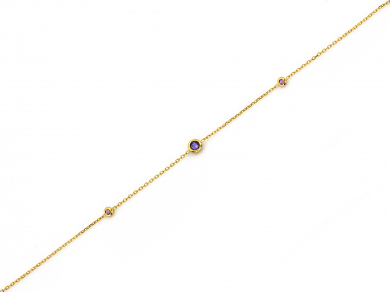 Bransoletka złota z fioletowymi cyrkoniami