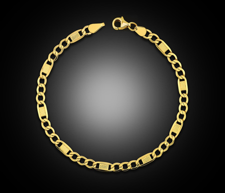 Złota bransoletka 585 figaro z blaszkami