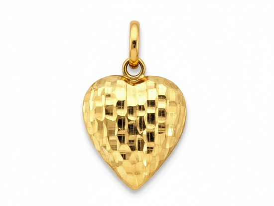 Zawieszka złota dmuchane serce błyszczące