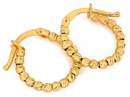 Kolczyki złote kółka z kulek 15mm