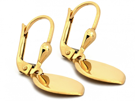Kolczyki złote wiszące delikatne na zapięciu angielskim