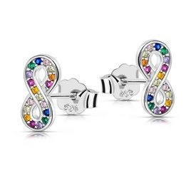 Srebrne kolczyki 925 z diamentowymi cyrkoniami - nieskończoność