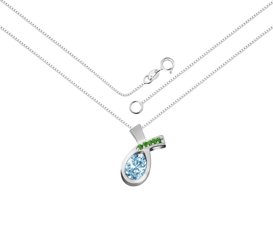 Naszyjnik srebrny 925 z naturalnym topazem i 5 tsavorytami