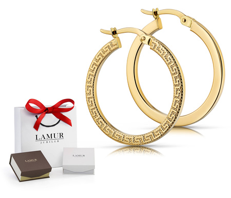 Złote kolczyki 585 koła z greckim wzorem