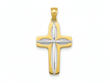 Złoty krzyżyk z żółtego i białego złota
