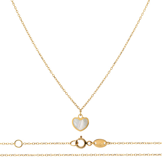 Złoty naszyjnik 585 - serce z masą perłową