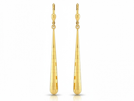 Długie diamentowane złote kolczyki sople