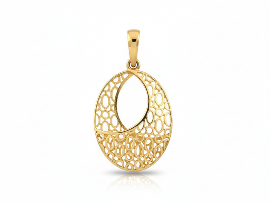 Zawieszka złota owalna ażurowa przestrzenna