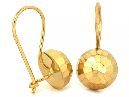 Kolczyki złote półkule na biglu diamentowane