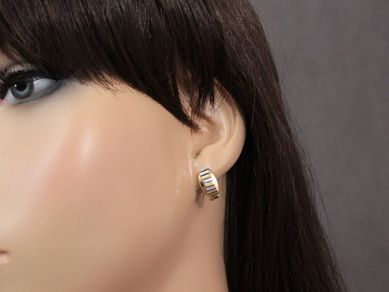 Kolczyki złote angielskie dwukolorowe bez kamieni