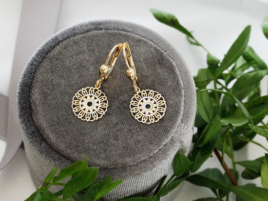 Kolczyki złote wiszące ażurowe okrągłe