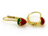 Kolczyki złote truskawki z kolorową emalią