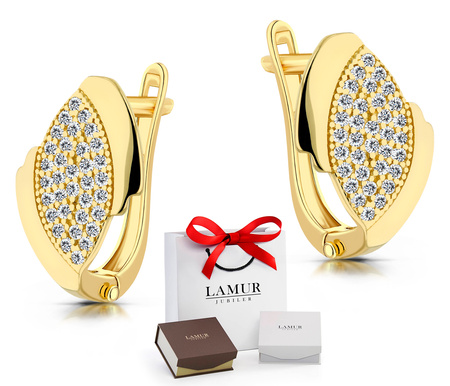 Złote kolczyki 585 z cyrkoniami - klasyczne