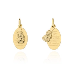 Złoty medalik 585 Matka Boska z modlitwą Zdrowaś Maryjo