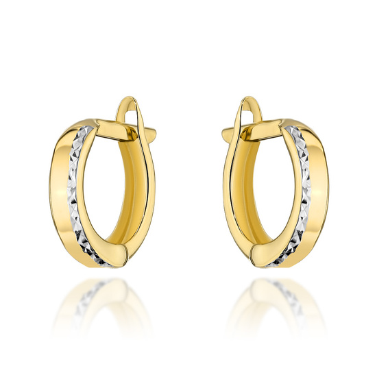 Złote kolczyki koła 585 diamentowane