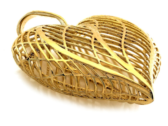 Zawieszka złota przestrzenne ażurowe serce
