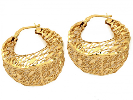 Kolczyki złote duże przestrzenne ażurowe